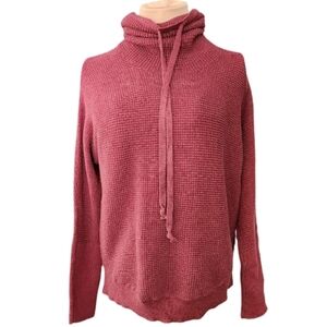Cynthia Rowley Active‎ Burgundy Waffle Knit Thermal Turtleneck Medium